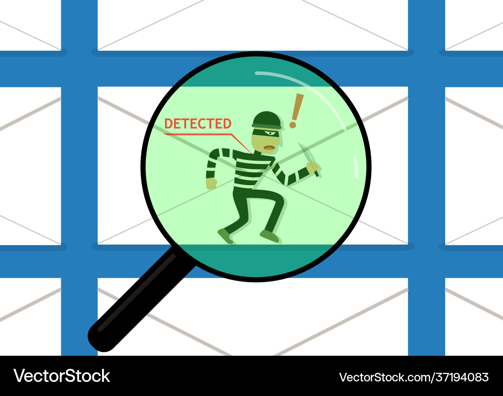 Detected malware in phishing mail Detected malware in phishing mail vector image