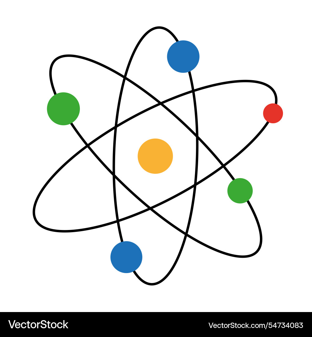Image of atom model in color Vector Image
