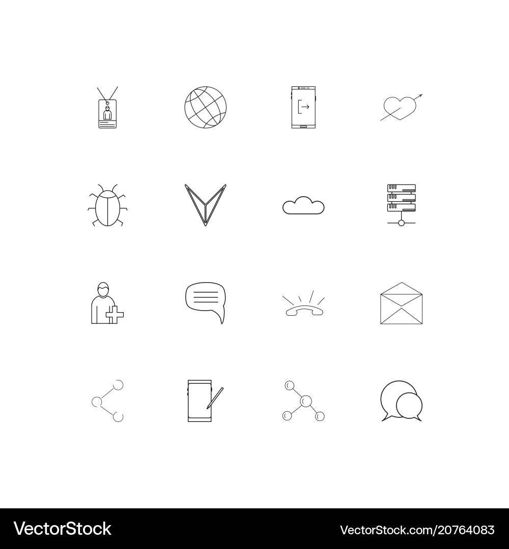 Internet technologies linear thin icons set Vector Image