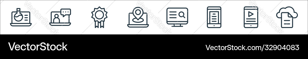 Online learning line icons linear set quality vector image