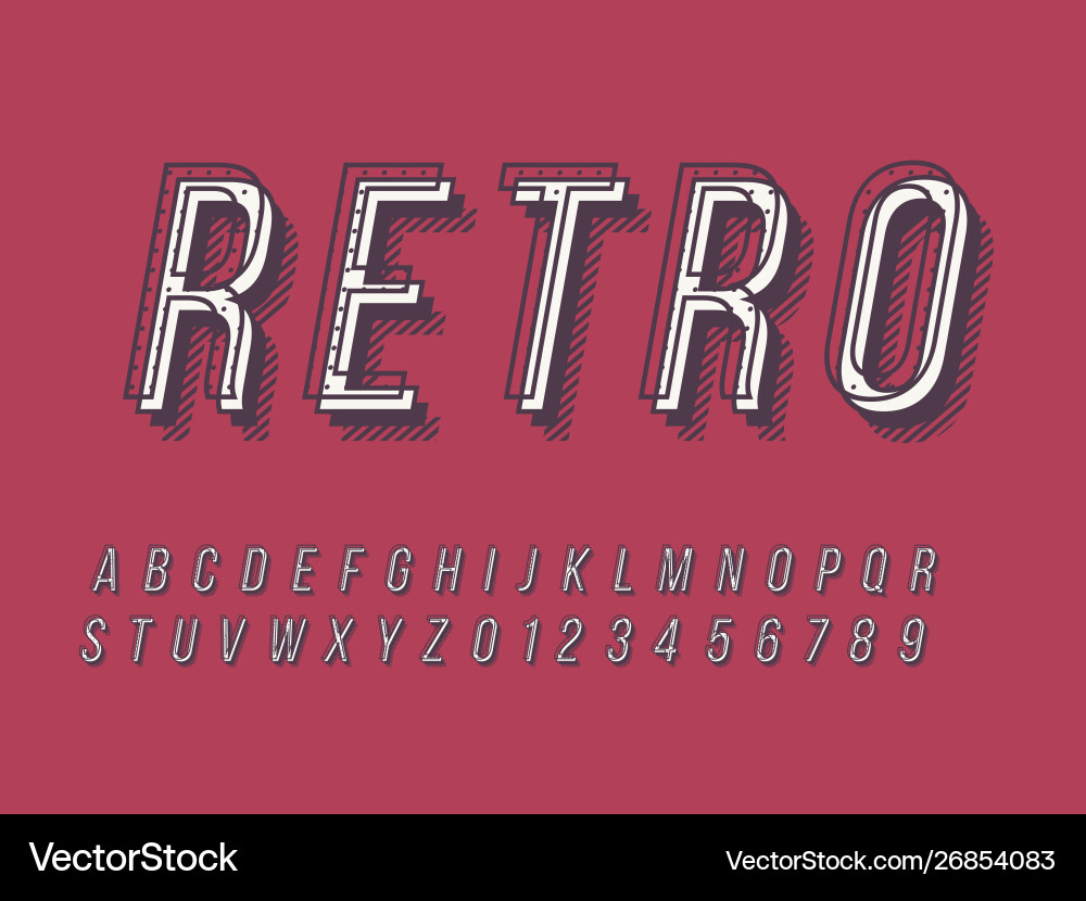 Retro font and alphabet stock Retro font and alphabet stock vector image