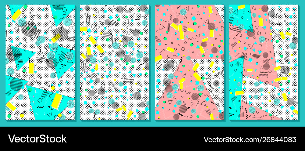 Set memphis pattern pop art color background vector image