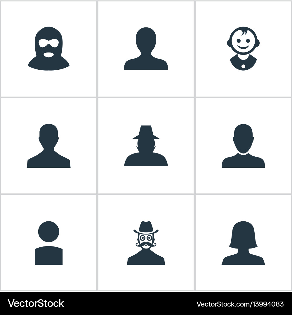 Set of simple avatar icons vector image