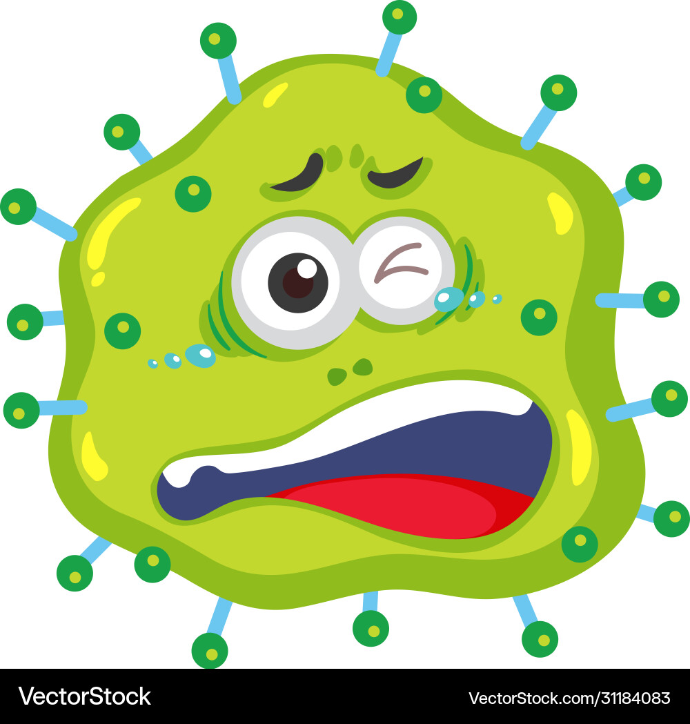 Single cell virus with expression on face Single cell virus with expression on face Vector Image
