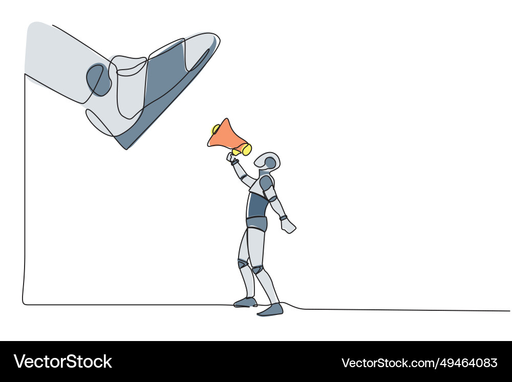 Single continuous line drawing robot speaking vector image