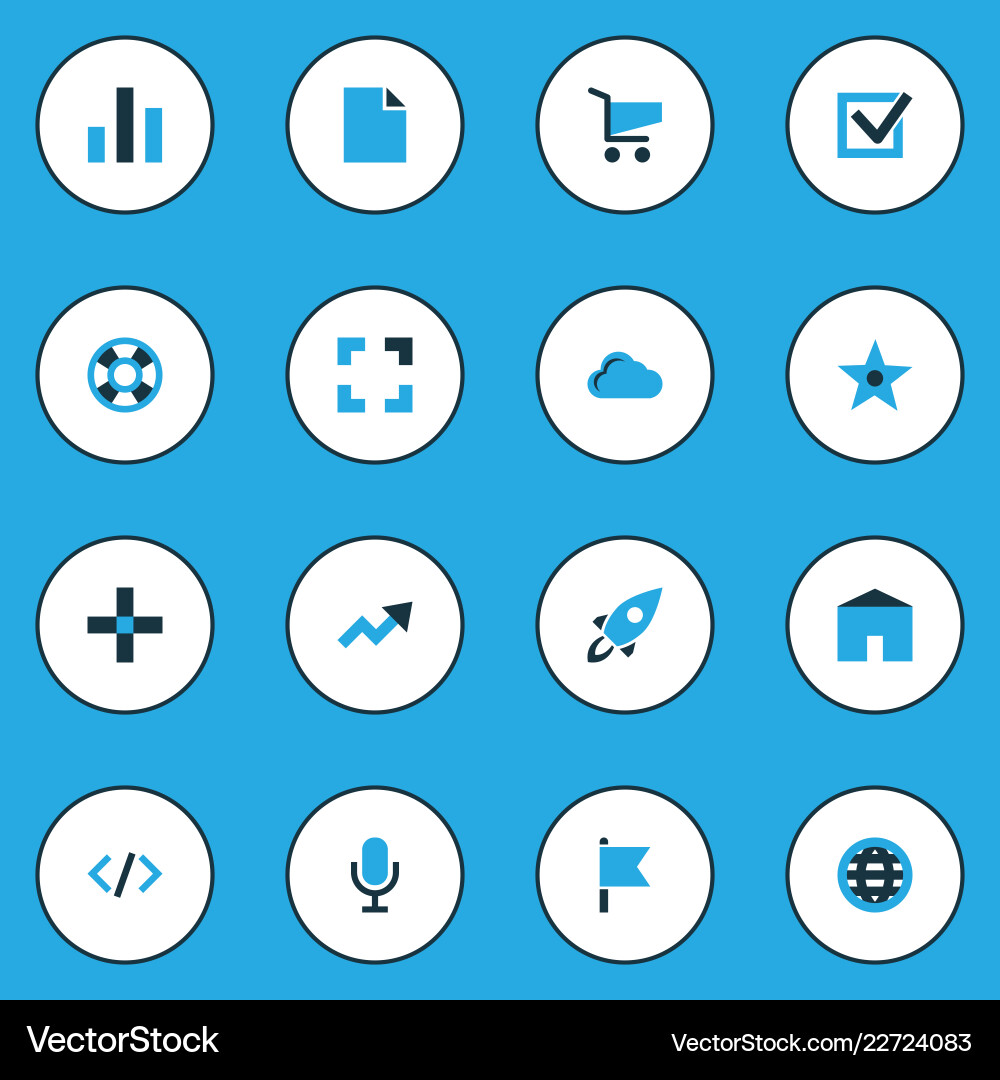 User icons colored set with task chart lifeguard vector image