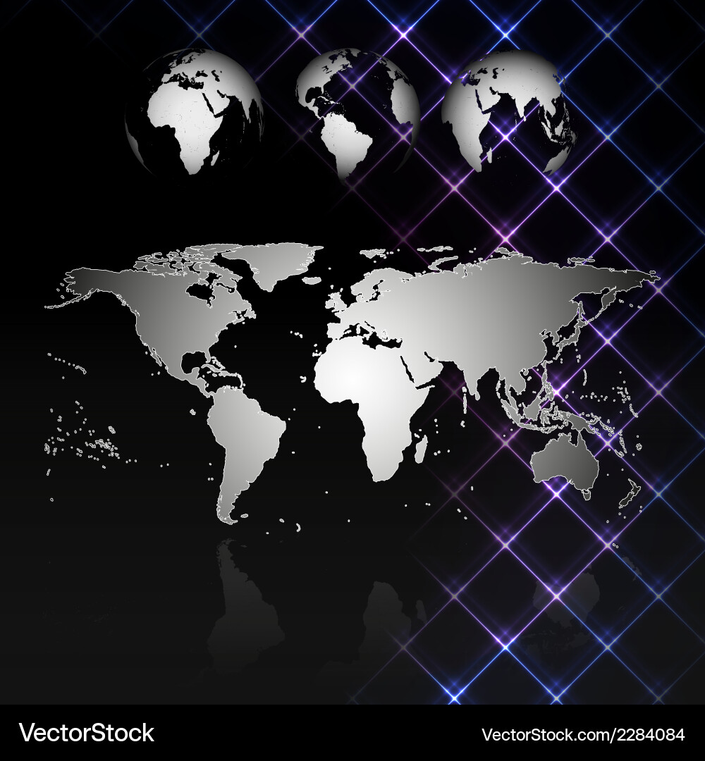 Abstract world map with shadow globes Vector Image