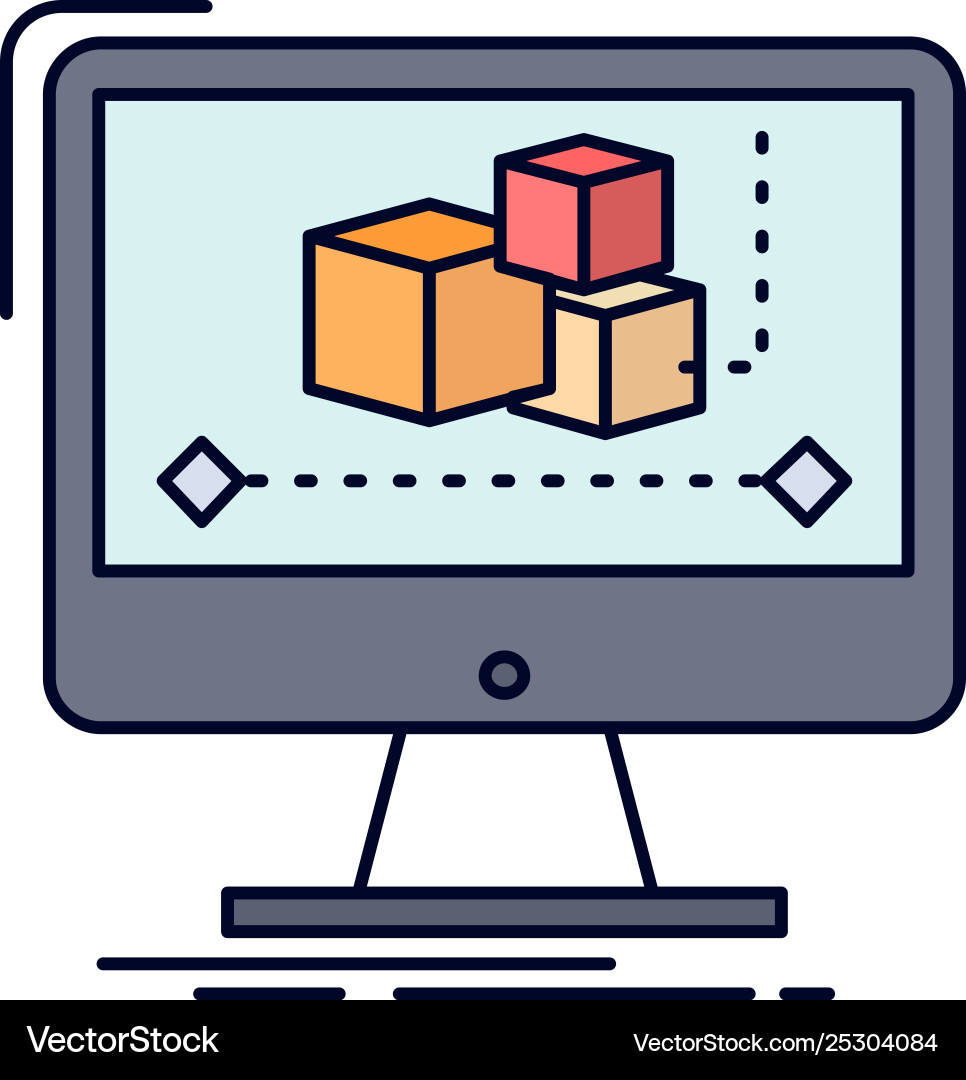 Animation computer editor monitor software flat Animation computer editor monitor software flat vector image