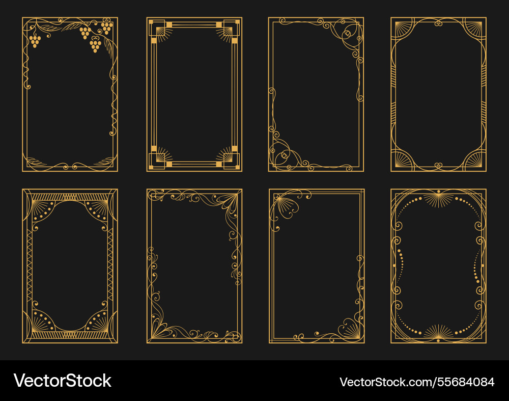 Art Deco Golden Frames Vector Image