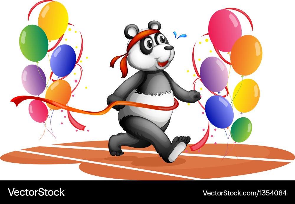 Balloons panda running Royalty Free Vector Image