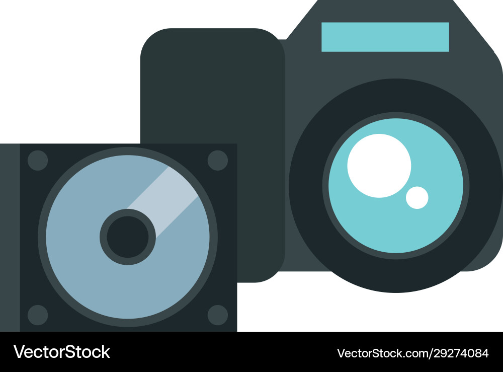 Compact disk device and camera photographic vector image