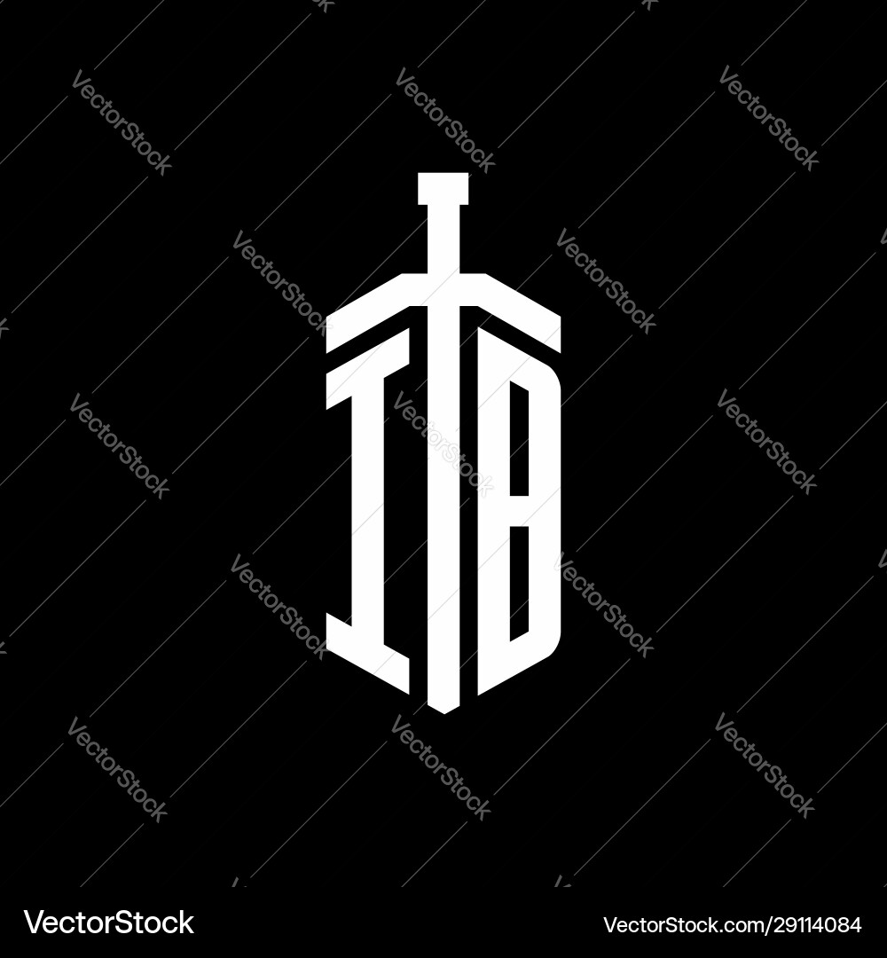 Ib logo monogram with sword element ribbon design Ib logo monogram with sword element ribbon design Vector Image