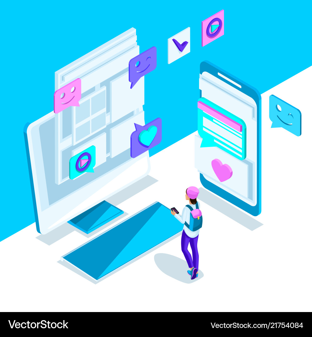 Isometry is a bright template with an internet Isometry is a bright template with an internet vector image