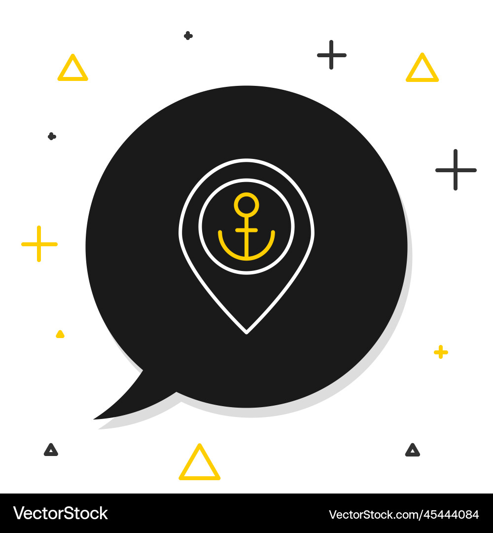 Line map pointer with anchor icon isolated Line map pointer with anchor icon isolated vector image