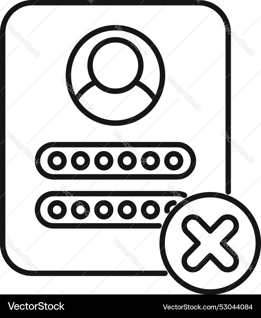 Login form with cross mark showing access denied Login form with cross mark showing access denied vector image