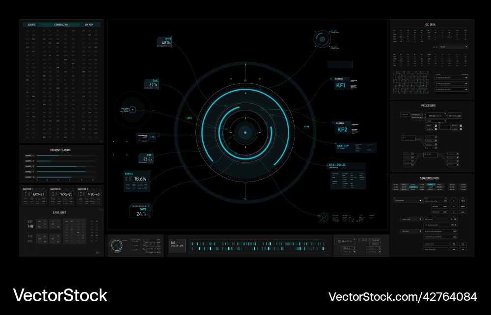 Sci-fi futuristic user interface hud design panel Sci-fi futuristic user interface hud design panel vector image