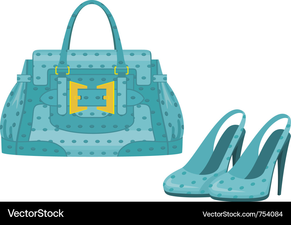 Stylish Blue Bag and Shoes Vector Image