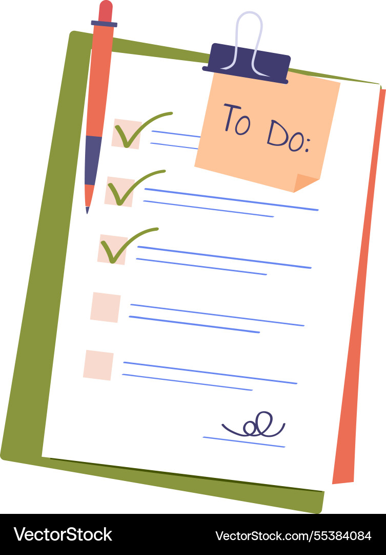 Tablet with notebook to do list Tablet with notebook to do list vector image