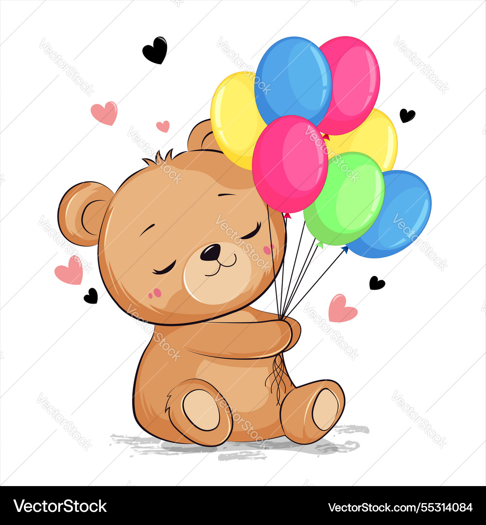 Teddy bear with balloons Royalty Free Vector Image
