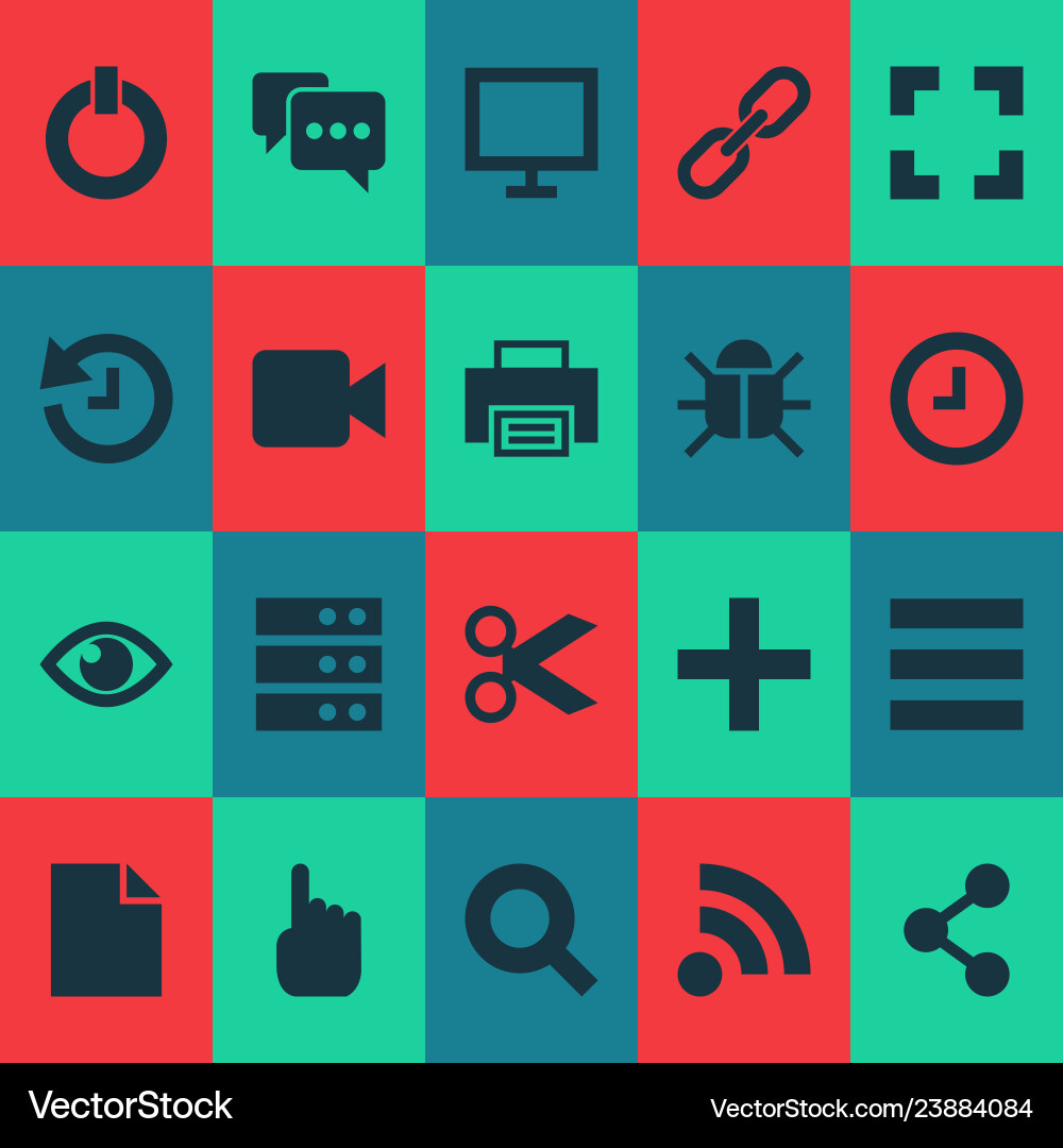 User icons set with wait feed hand note elements vector image