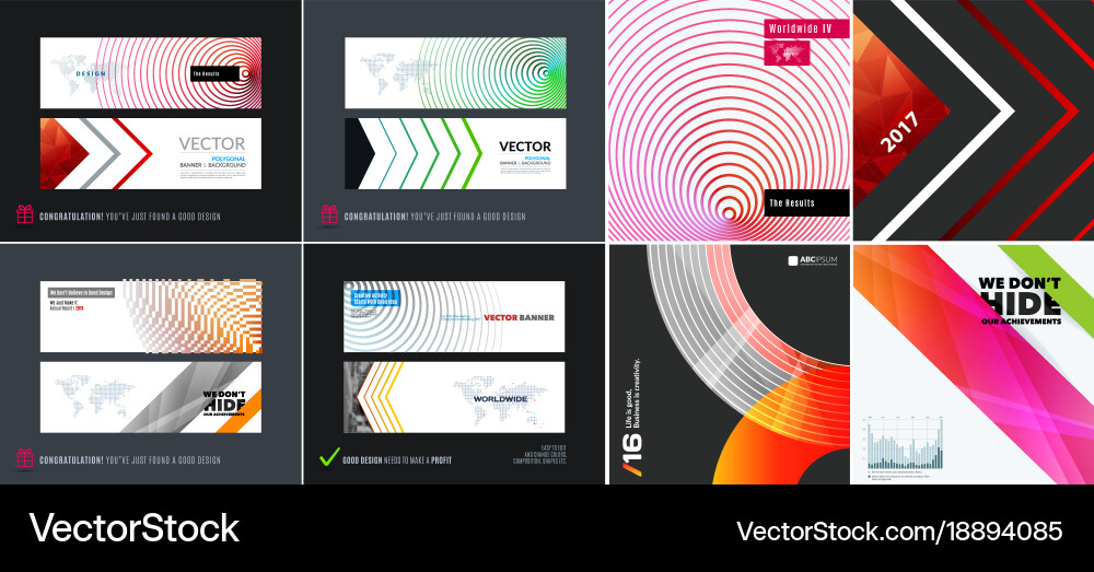 Abstract set of modern horizontal website Vector Image