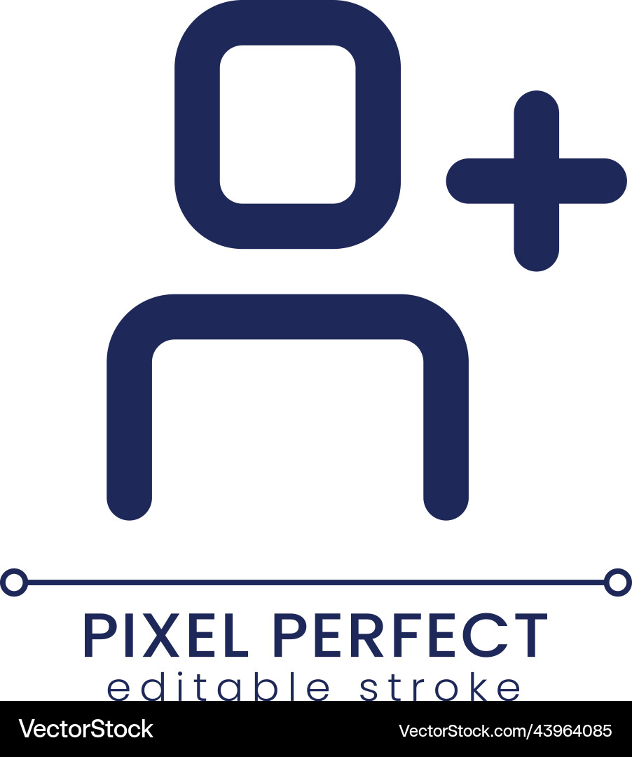 Add user pixel perfect linear ui icon Add user pixel perfect linear ui icon vector image