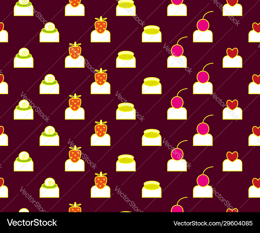 Assorted chocolates set seamless pattern sweets Assorted chocolates set seamless pattern sweets vector image