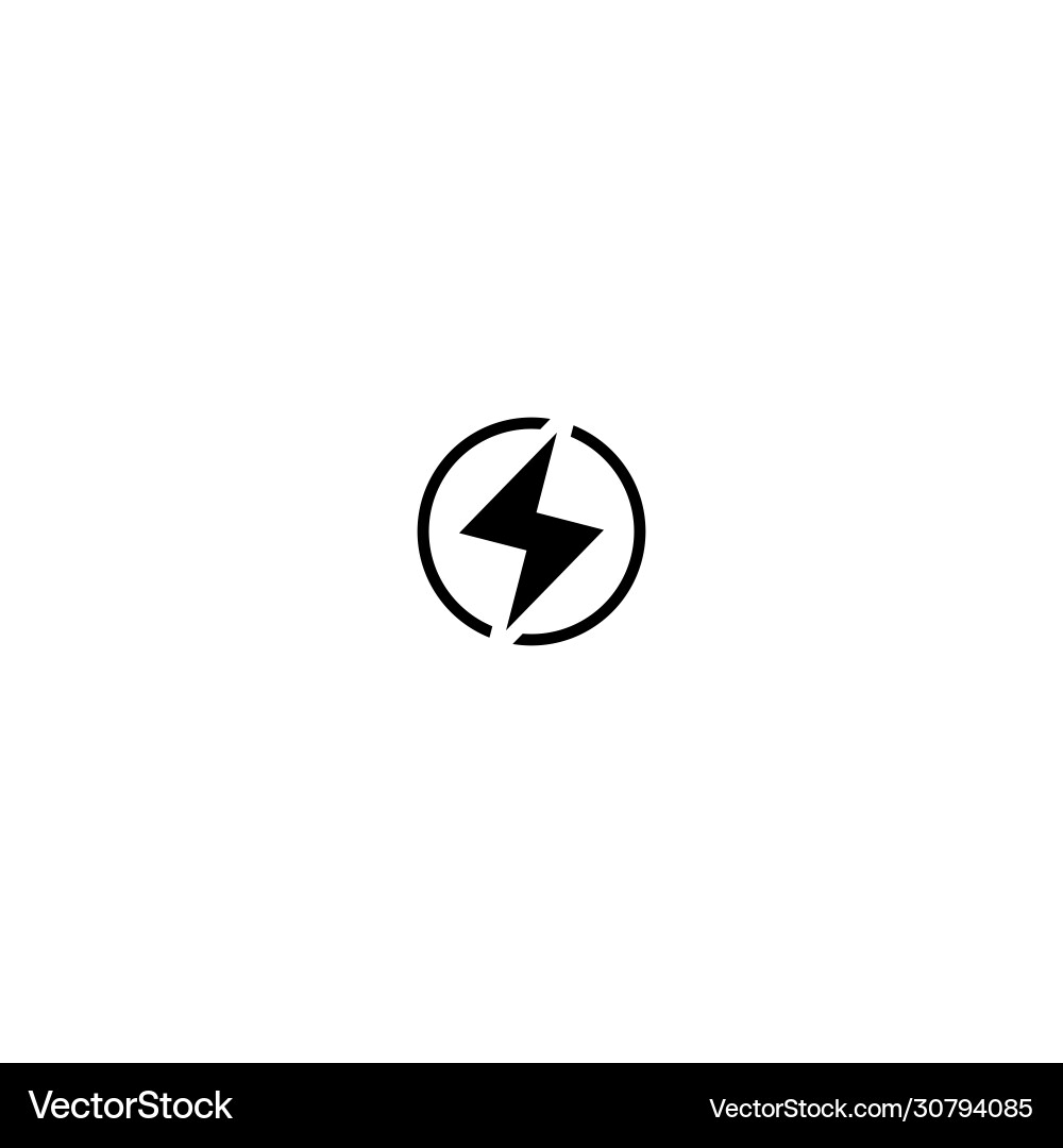 Black lightning bolt in circle simple flat icon Black lightning bolt in circle simple flat icon Vector Image