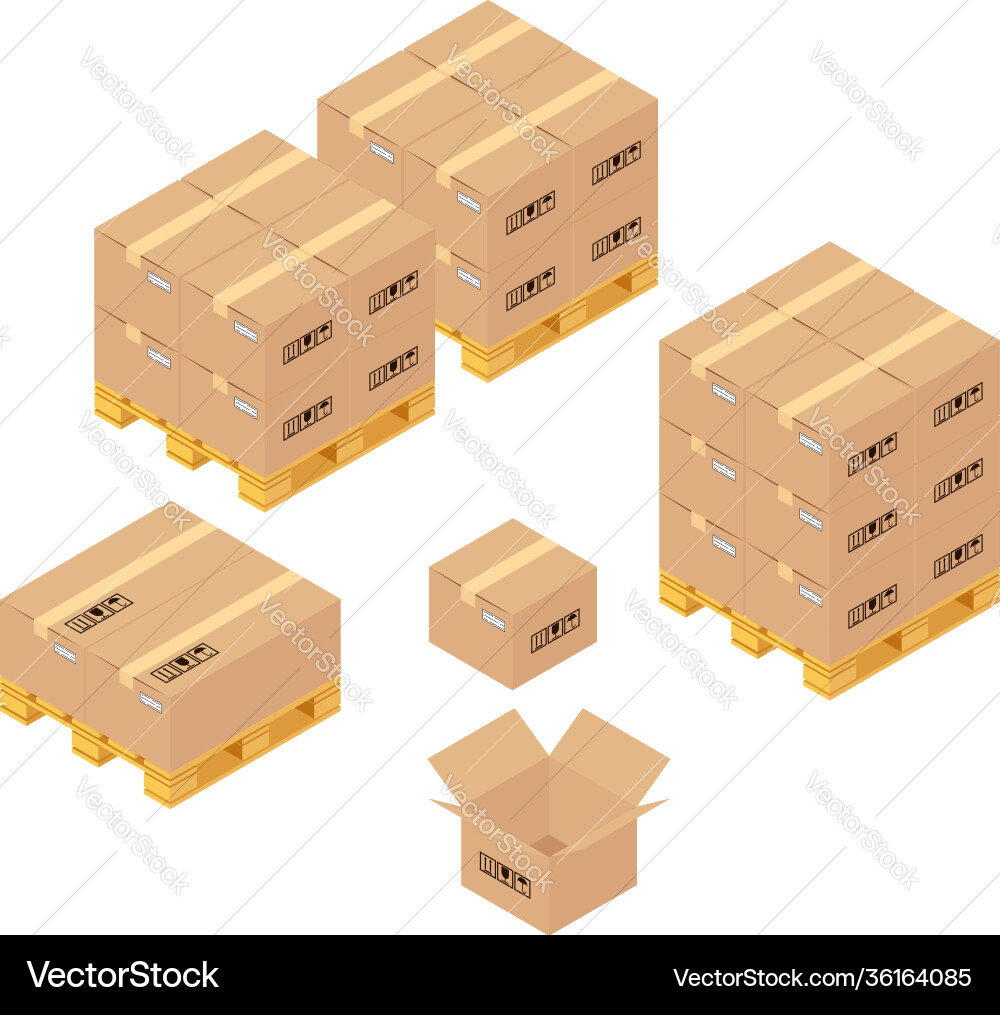 Cardboard boxes in warehouse storage delivery Cardboard boxes in warehouse storage delivery vector image