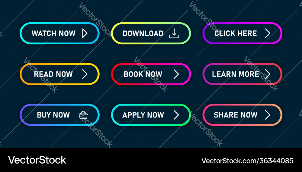 Colorful set buttons with gradient Vector Image