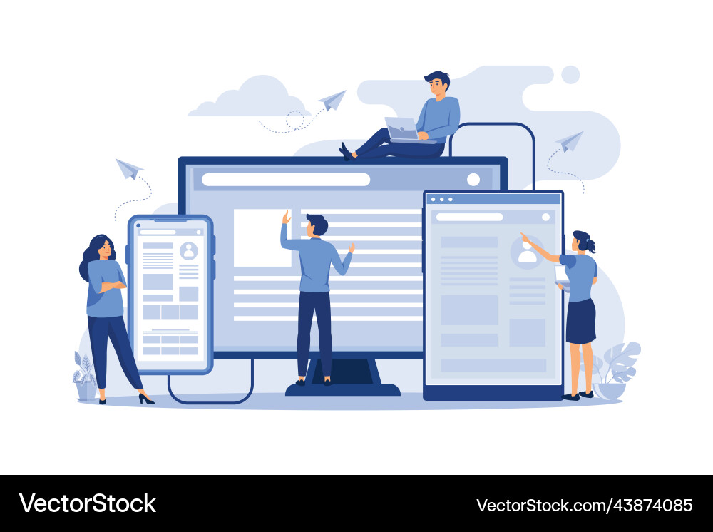 Concept of web page design and development vector image