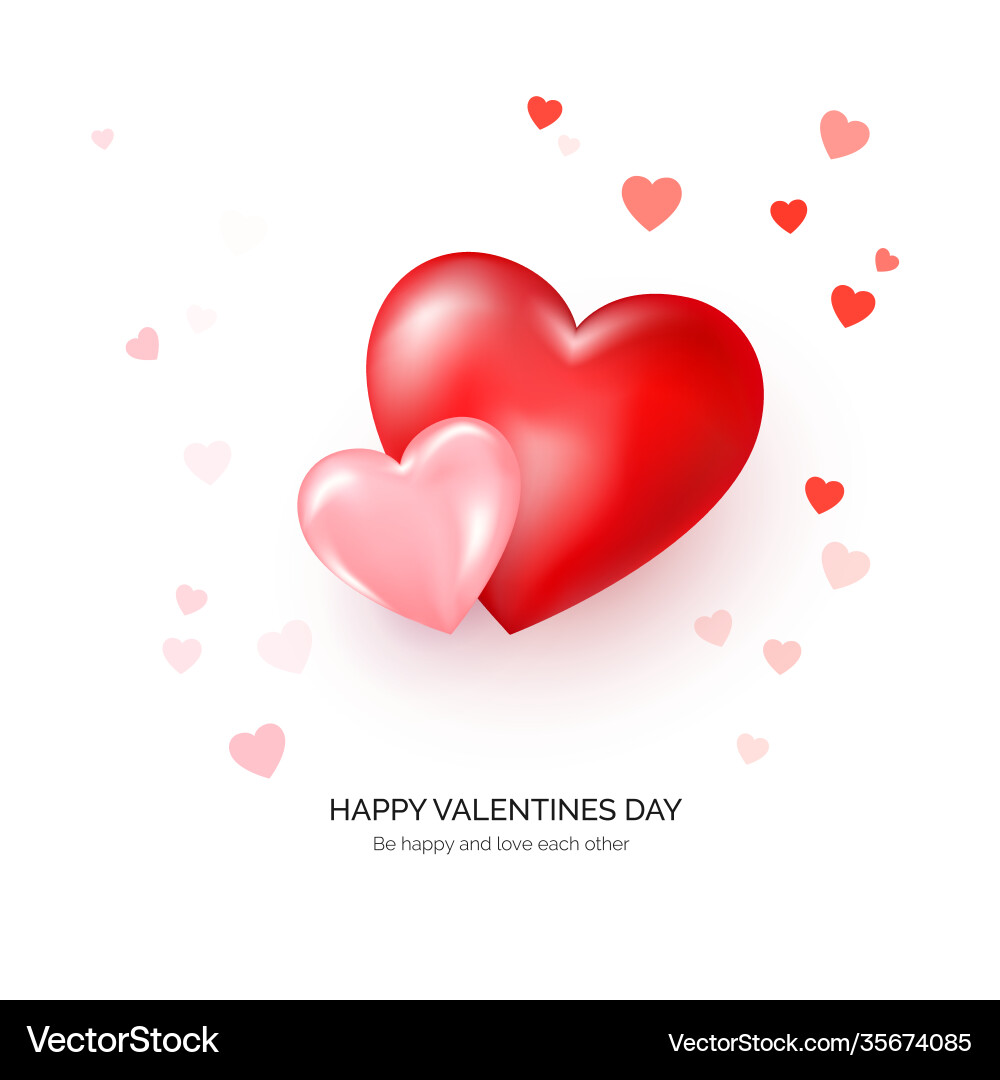 Couple red and pink hearts with greeting text Couple red and pink hearts with greeting text vector image