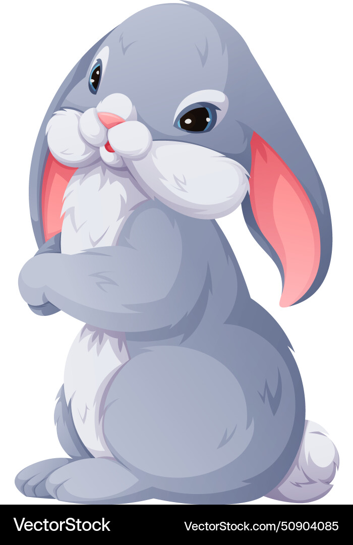 Cute gray rabbit on an isolated background Vector Image