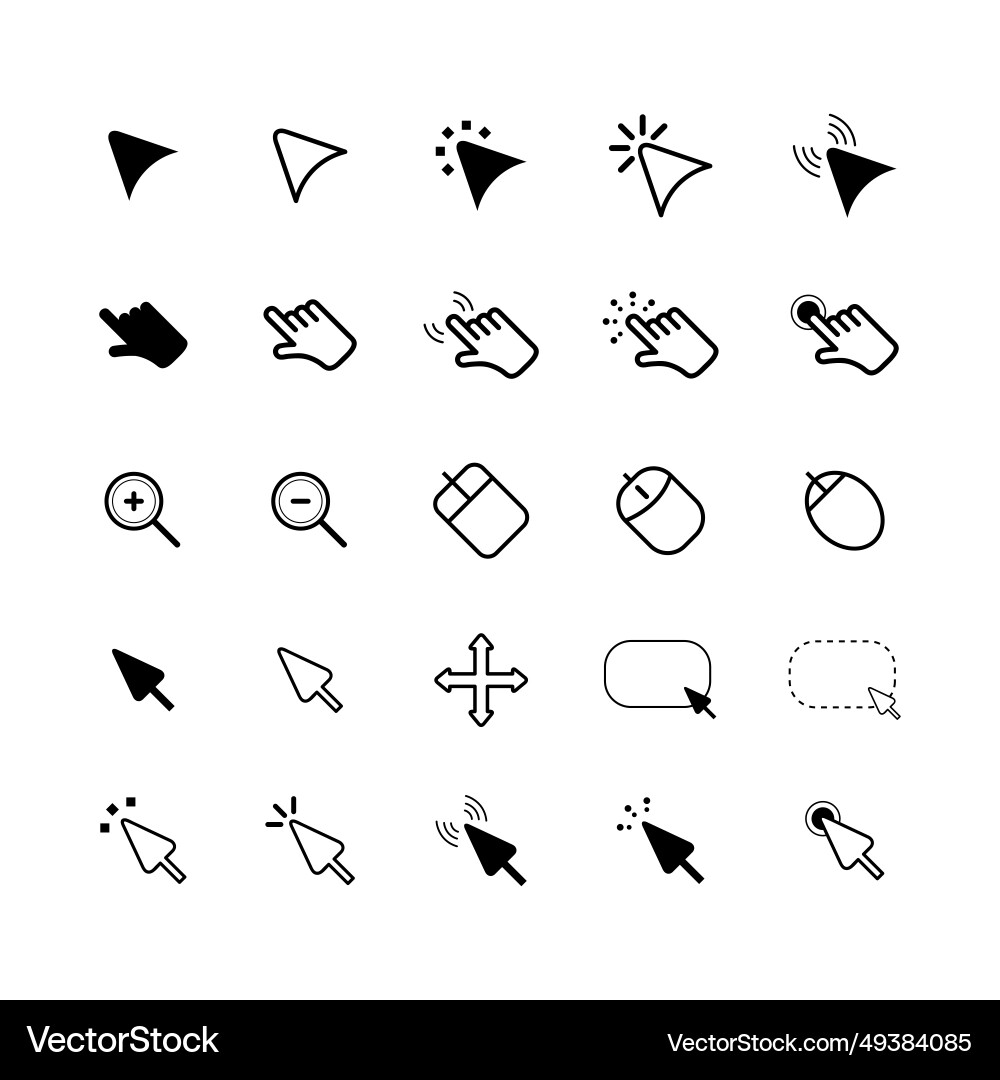 Design mouse cursor set isolated on white Design mouse cursor set isolated on white vector image