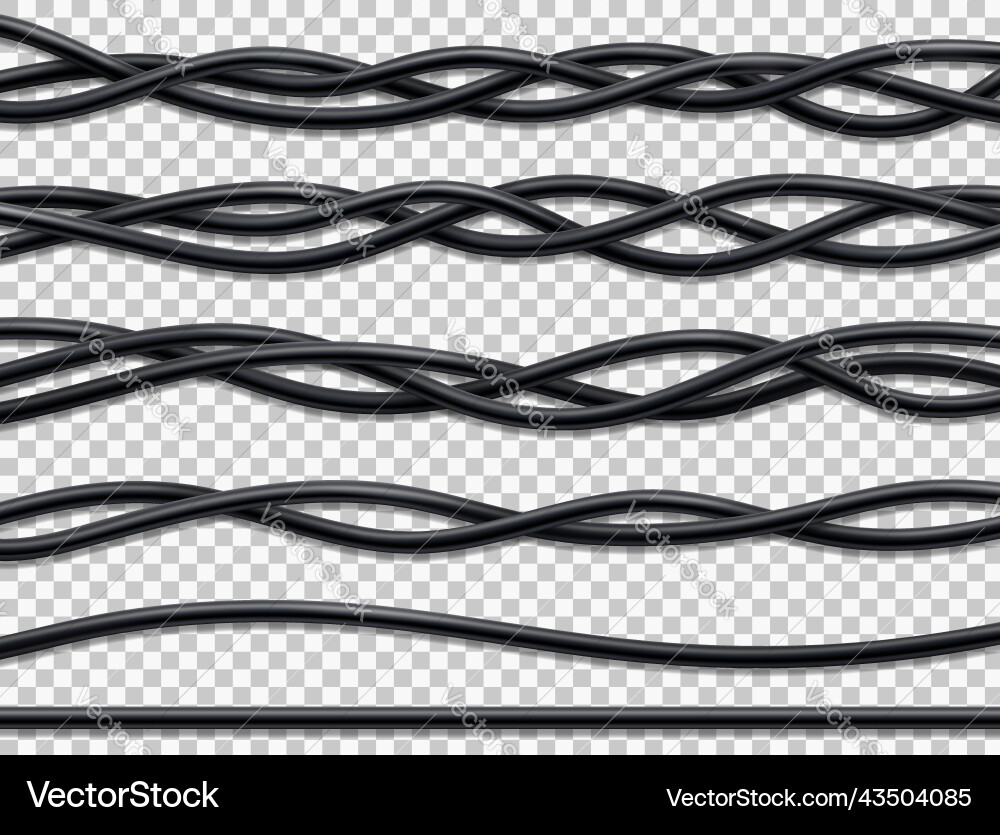 Electric wires realistic cable black power cords Vector Image