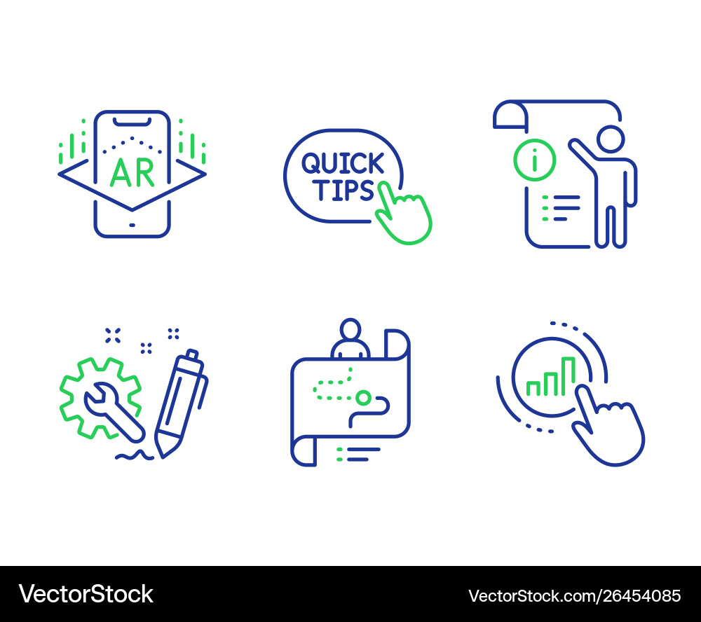 Engineering journey path and manual doc icons set Engineering journey path and manual doc icons set vector image