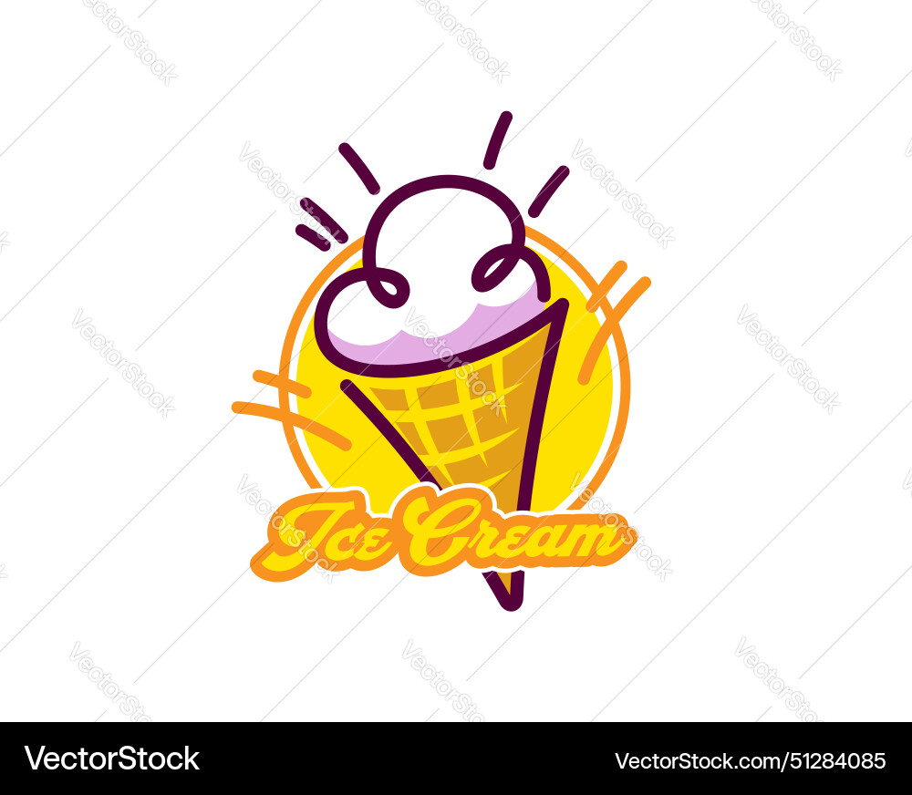 Gelato dessert or ice cream in waffle cone icon Gelato dessert or ice cream in waffle cone icon vector image