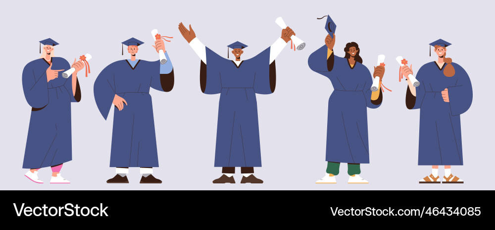 Happy Graduate Student Wearing Gown And Cap Vector Image Happy Graduate Student Wearing Gown And Cap Vector Image