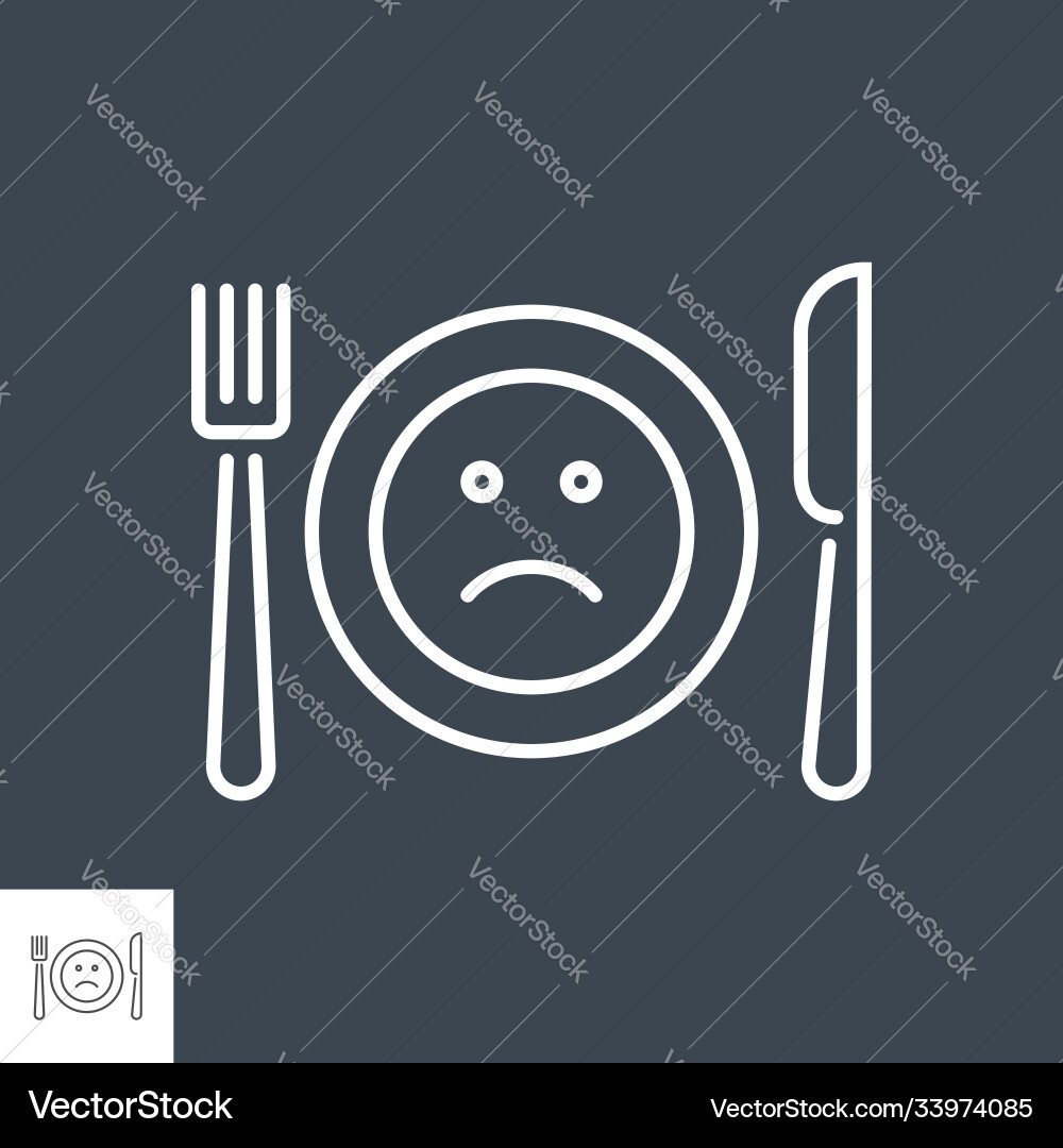 Loss of Appetite Icon - Sad Plate Vector Image