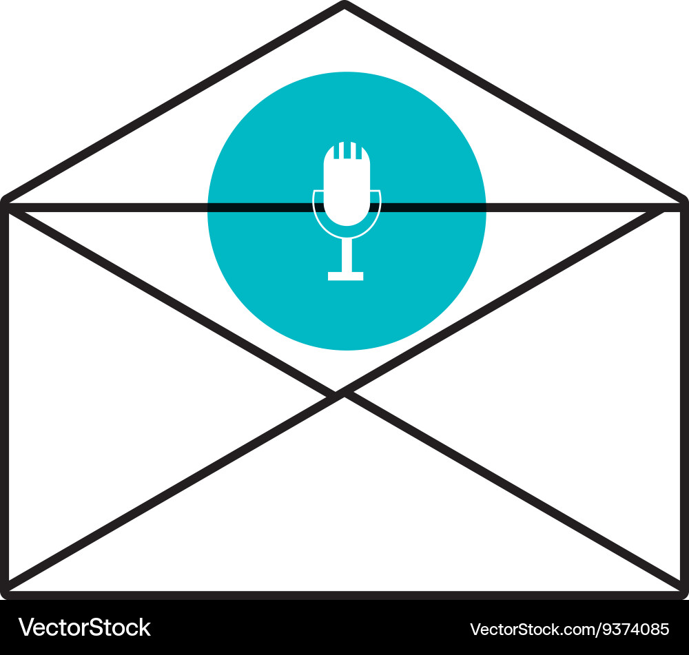 Mail envelope with media icon and colorful circle vector image