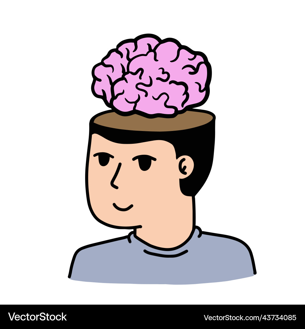 Man with open mind concept of knowledge Vector Image