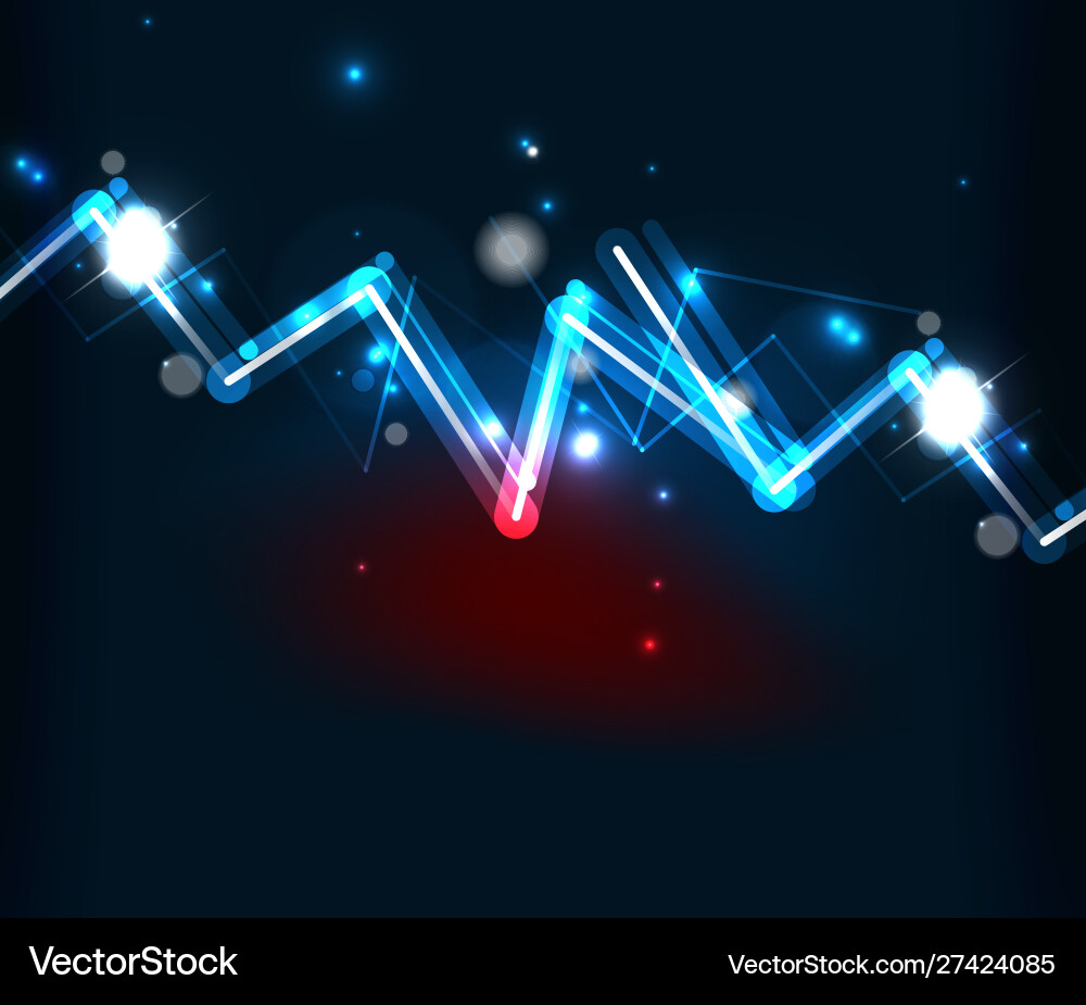 Neon zig zag lines glowing spark trail tracing Vector Image
