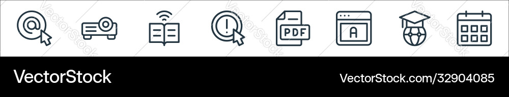 Online learning line icons linear set quality Online learning line icons linear set quality vector image