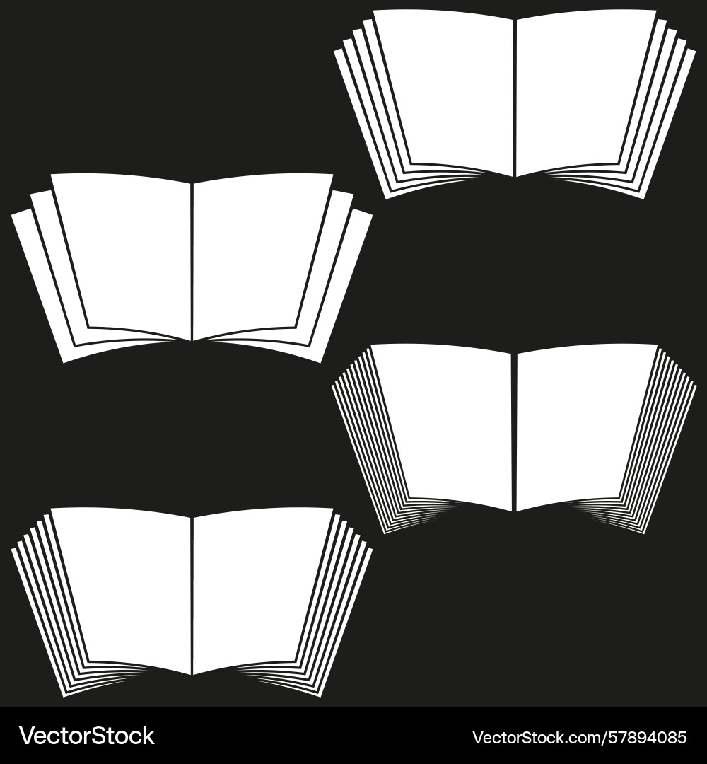 Open book icons knowledge symbol set learning Open book icons knowledge symbol set learning Vector Image