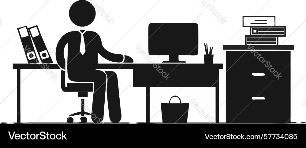 Person working at desk with multiple monitors vector image