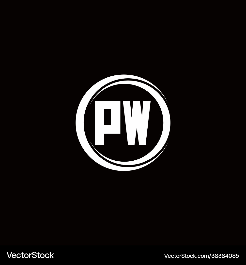 Pw logo initial letter monogram with circle slice Pw logo initial letter monogram with circle slice vector image