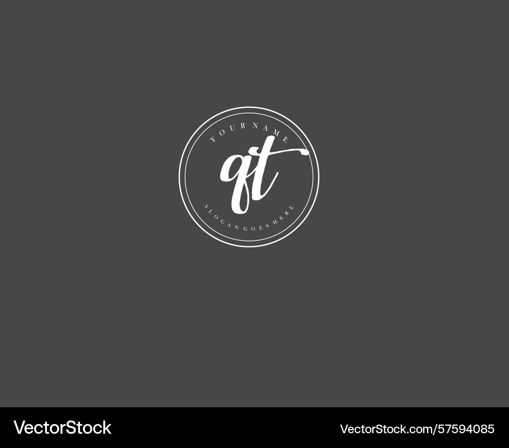 Qt initial handwriting logo design collection Qt initial handwriting logo design collection vector image