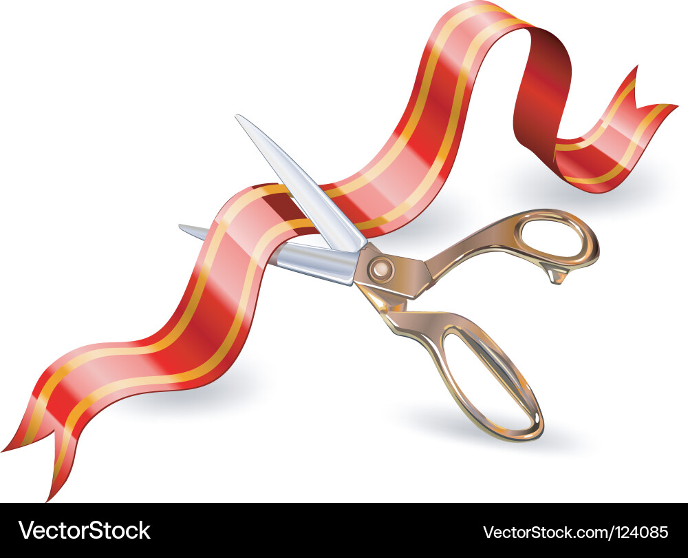 Scissors Cutting Ribbon vector image