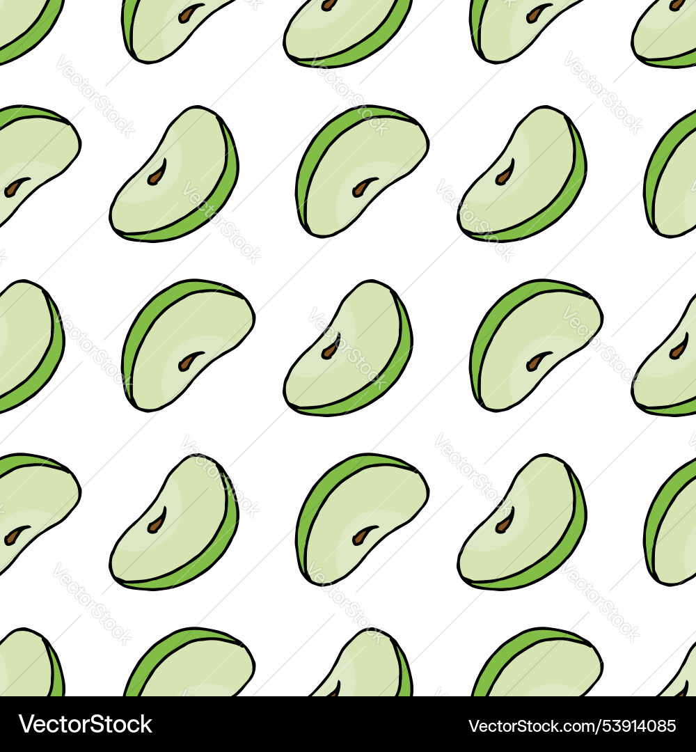 Seamless pattern with tasty apples slices vector image