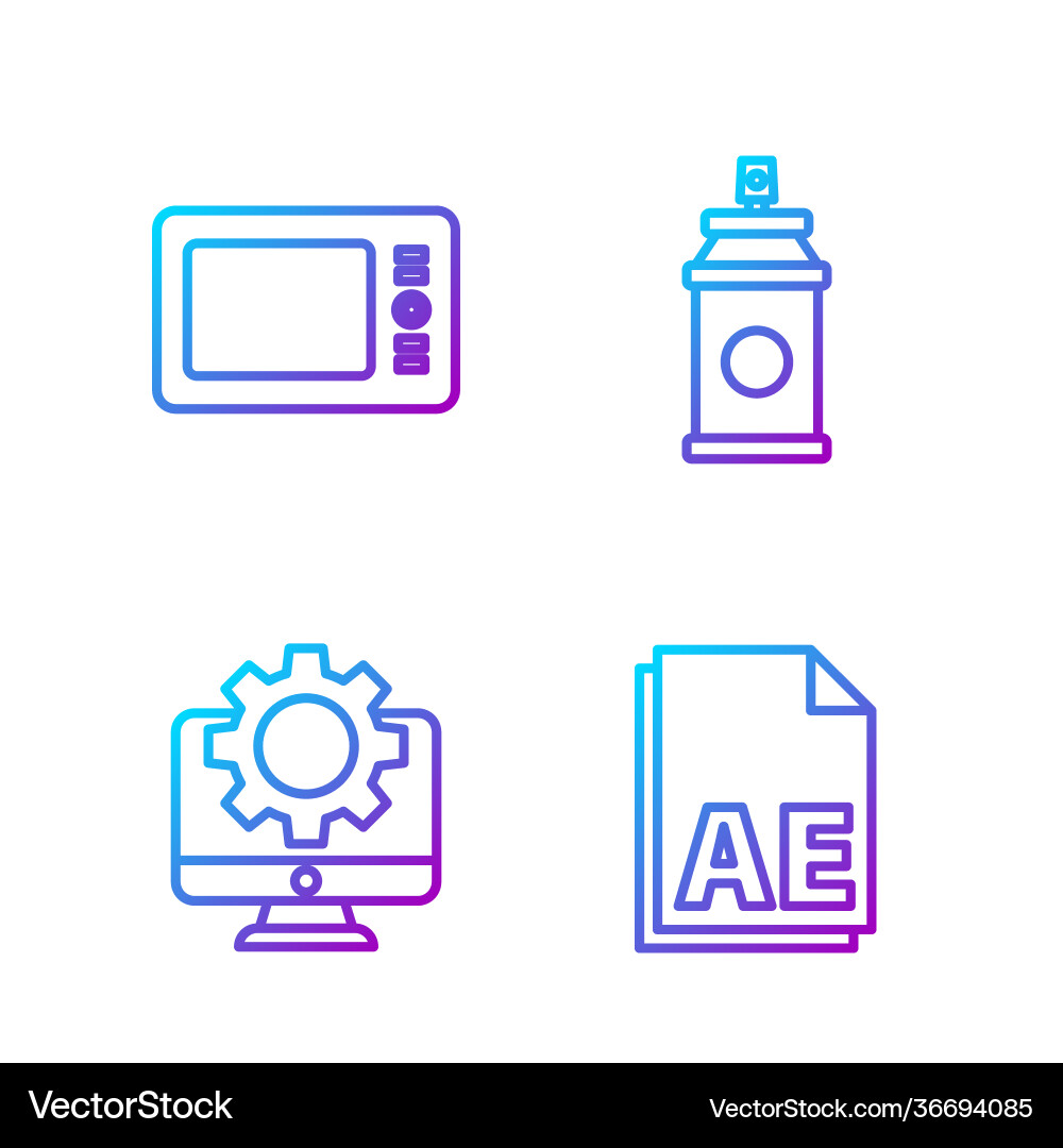 Set line ae file document computer monitor Set line ae file document computer monitor vector image